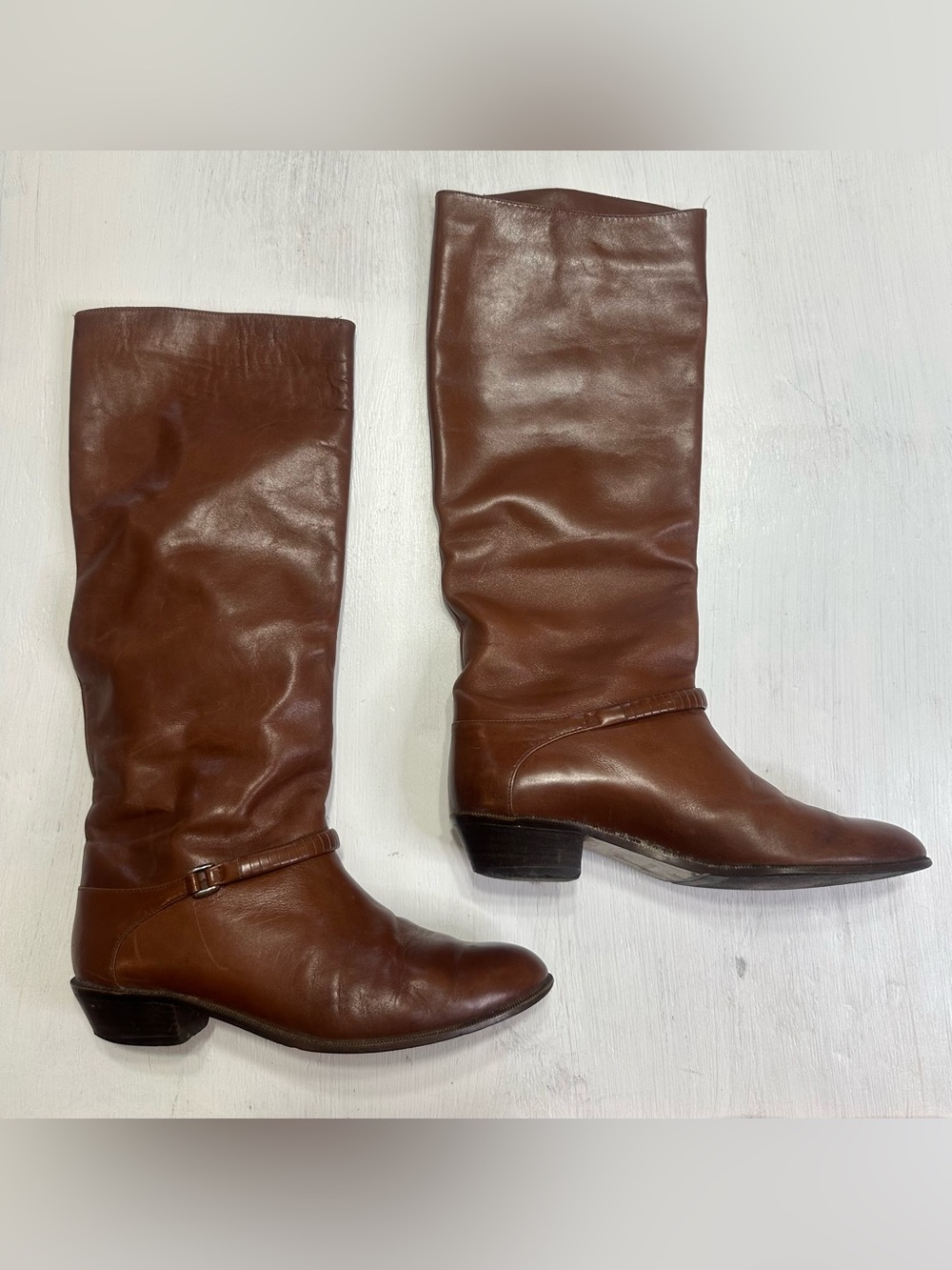 Charter Club Italy Brown Leather Tall Riding Boots Women’s 6B Knee High - Picture 5 of 16